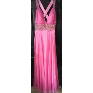 Stunning Hot Pink Beaded Gown by Beyond a Division of Jovani sz 4